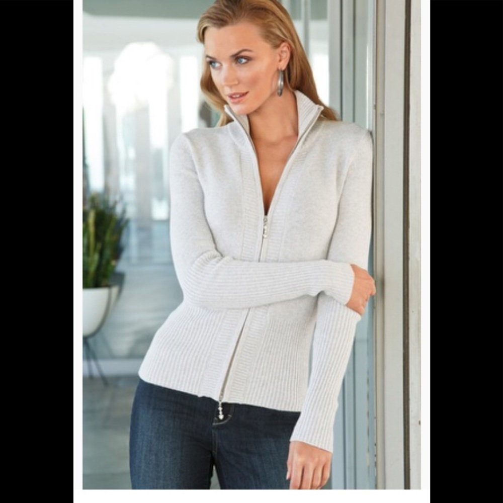 Double End Zip Cardigan Knit Sweater